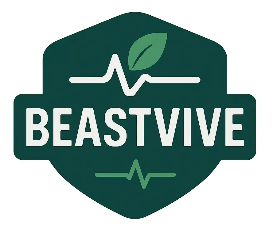 Beastvive health and wellness blog logo with heart rate and leaf symbol